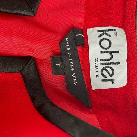 Koehler Vintage Womens Straight Skirt Suit Set 100% Wool Red Black Open Jacket - Picture 7 of 12
